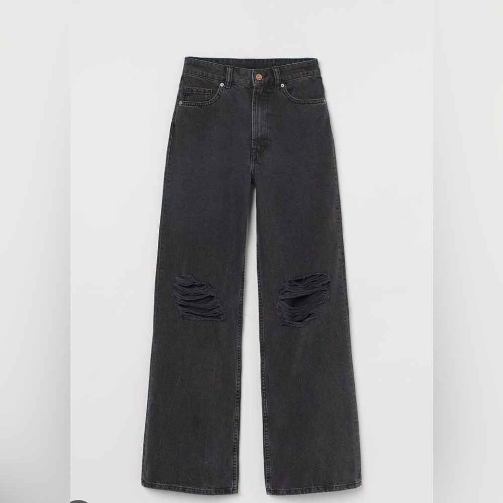 H&M Women's Wide High Jeans Black Size US 4